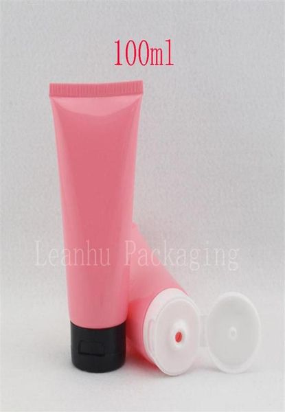 

new pink color lotion cream tube with flip cap 100ml skin care cream cosmetic packaging soft squeeze bottle container 100g237y8621323