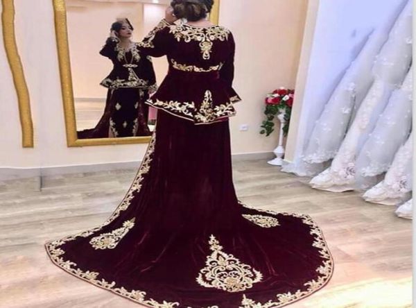

burgundy caftan evening dresses velvet elegant karakou algerian prom lace party gowns59164435786056, Black;red