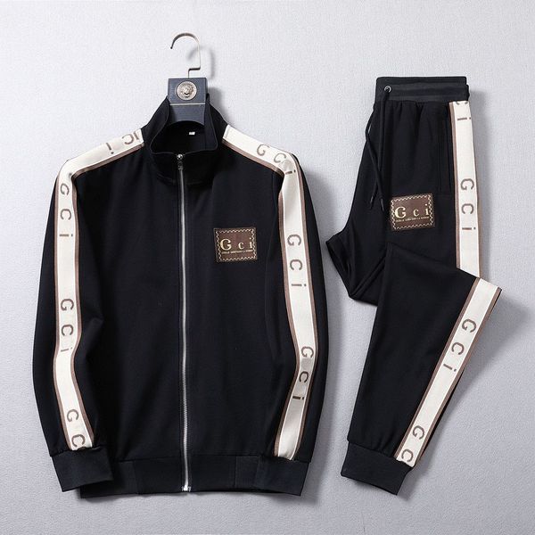 

mens sportswear designer sportswear cardigan zipper coat mens designer jacket side rainbow striped pants sweatshirt sportswear asian size, Gray