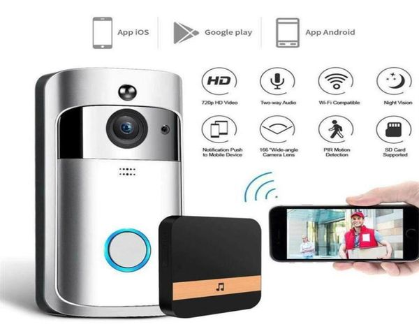 

new wireless wifi door bell ir visual hd camera smart waterproof security system wireless wifi video doorbell smart phone intercom5945195