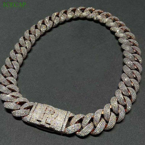 

icecap jewelry hip hop rose gold custom made name clasp vvs moissanite cuban link chain with custom name clasp, Silver