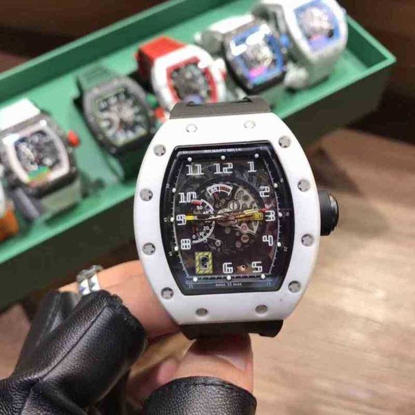 

luxury mens mechanics watch richa milles wristwatch wine barrel rm030 series 2824 automatic mechanical white pottery tape men's