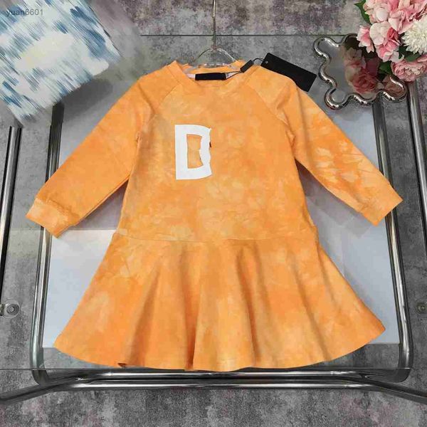 

luxury designer kids clothes fashion girl dress gradient color bathroom dress size 100-150 cm offset logo letter marking girl skirt july27, Red;yellow