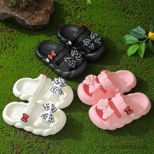 

slipper cute solid girls slippers summer beach slippers for children soft bottom outdoor kids clogs shoes r230815, Black;grey