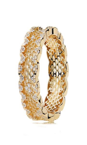 

925 sterling silver women ring honeycomb lace ring shine clear cz fashion girl finger ring wedding gift fit lady fine jewelry l1819589492, Slivery;golden