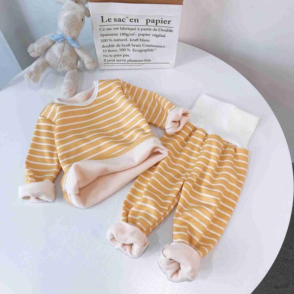 

clothing sets boys sleepwear clothing sets autumn winter kids cotton thick pants 2pcs pajamas baby girls children casual underwear r230815, White