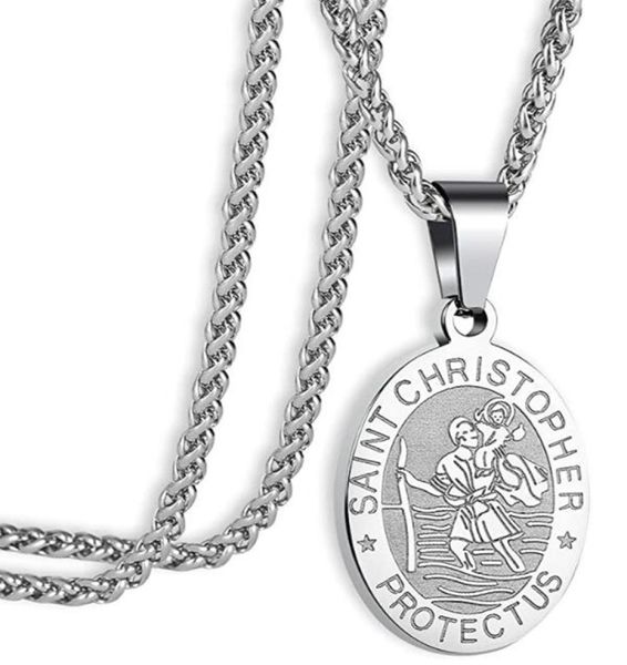 

st saint michaelchriser pendant necklace medal for women men with stainless steel chain3819798, Silver