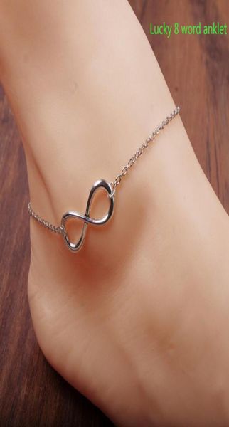 

foot jewelry charm anklets bracelets lucky 8 word anklet for women beach pool party ankle bracelet3098958, Red;blue