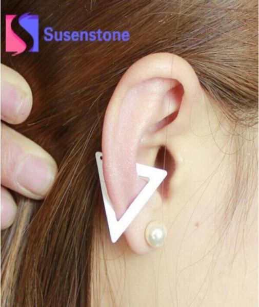 

1pc new punk metal cartilage ear clip cuff wrap earring no piercingclip hollow triangle women men party jewelry whole31155503181543, Silver