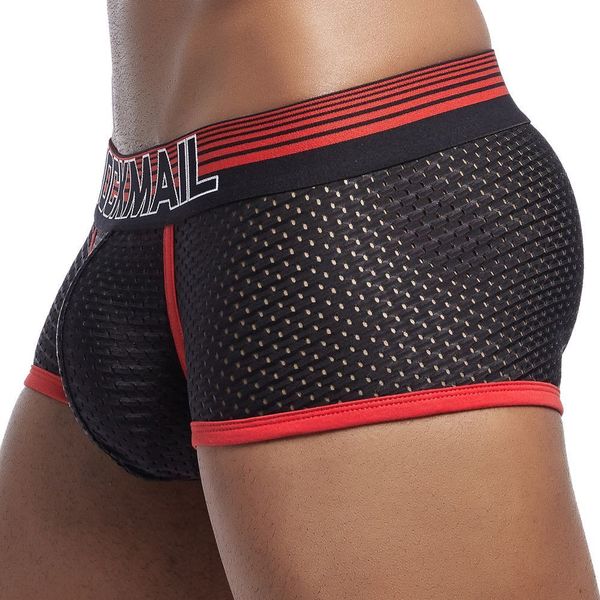 

briefs panties jockmail fashion classic men's underwear sporty breathable mesh boxer briefs transparent male underpants gay sissy short, Red;black