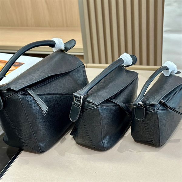 

2023new style designer bag leather jigsaw tote bag men's shoulder bag crossbody bag geometric square contrast color patchwork purse wom