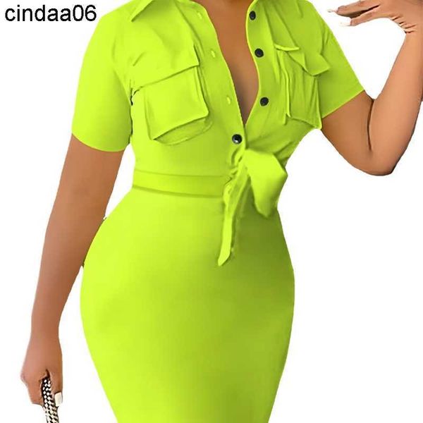 

designer 3xl plus size women dresses summer fashion short sleeve ladies office shirt dress with pockets wrapped hip skirt outfits, Black;gray
