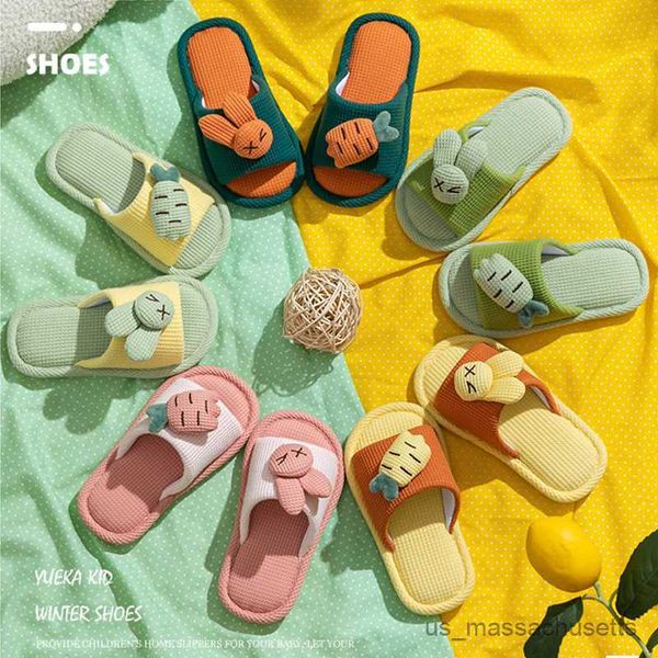 

slipper kids cotton slippers soft comfortable flip flop child house indoor shoes warm home slippers boys girls open toe slides r230815, Black;grey