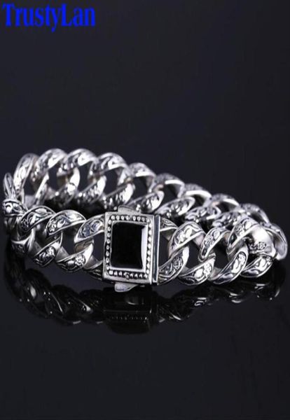

trustylan retro rose line bracelet for man black onyx inset stainless steel men039s bracelets friendship chain armband jeweller9807929, Golden;silver