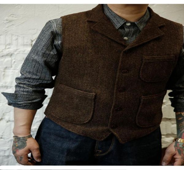 

farm wedding dark brown wool herringbone tweed vests custom made groom vest slim fit mens dress suit vest prom wedding waistcoat p9854041, Black