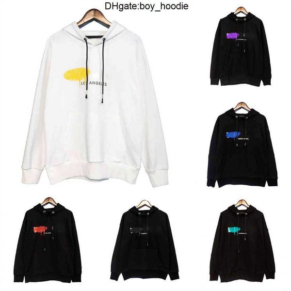 

new autumn and winter couples palm severed head bear drawstring hoodie loose version sky blue men women pure cotton wool yql0, Black