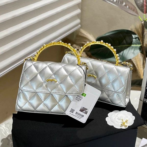 

silver portable women evening mini shoulder bag leather quilted gold hardware vintage coin purse luxury handbag crossbody designer bag fanny