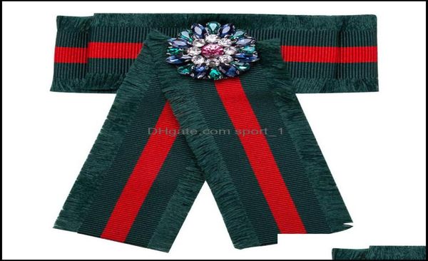 

pins brooches jewelry vekno women bowtie cz crystal flower college wind fashion fabric ribbon lapel pins cor 90s collar drop deliv7571062, Gray