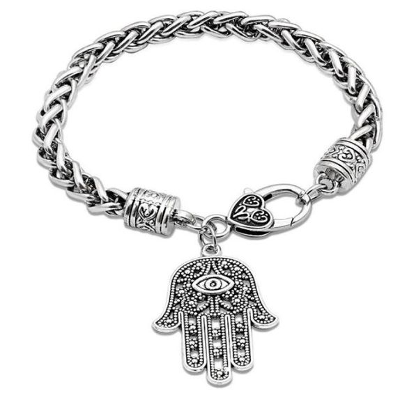 

silver chain bracelets hamsa jewelry for women men girls lady fashion elegant fatima hand evil eye heart charm bracelet bangle gif2914745, Golden;silver