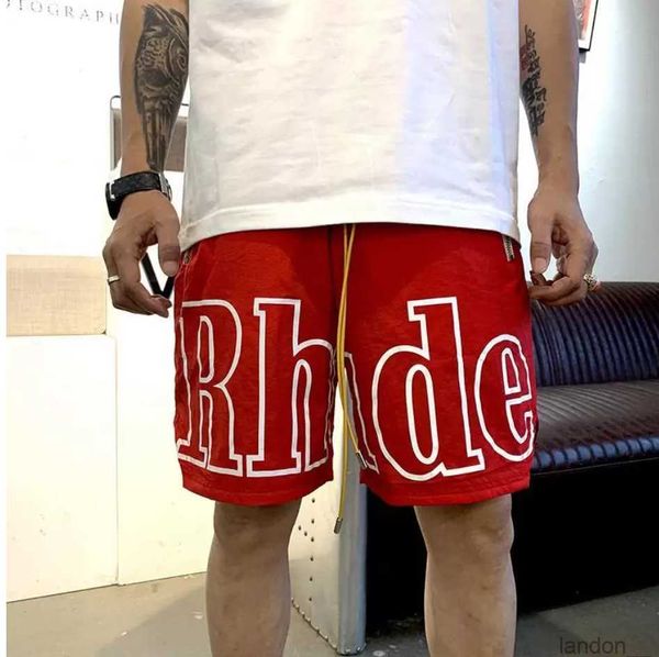 

rhude shorts designers mens basketball short pants 2021 luxurys summer beach palm letter mesh street fashion sweatpants, White;black
