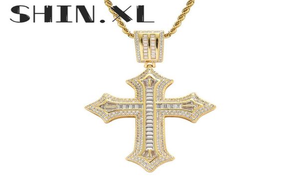 

new hip hop iced out cross necklace pendant gold silver plated mens bling bling jewelry gift2812105