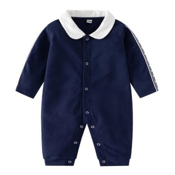 

newborn baby rompers toddler girls boy long sleeve cotton clothes letter print infant jumpsuit pajamas designer kids outfit, Blue