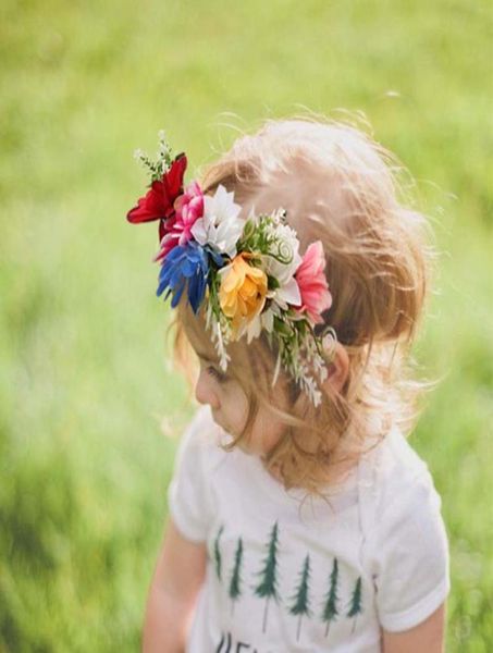 

baby girls flower headband floral headwear apparel wreath pography prop party gift no592212501060263, Slivery;white