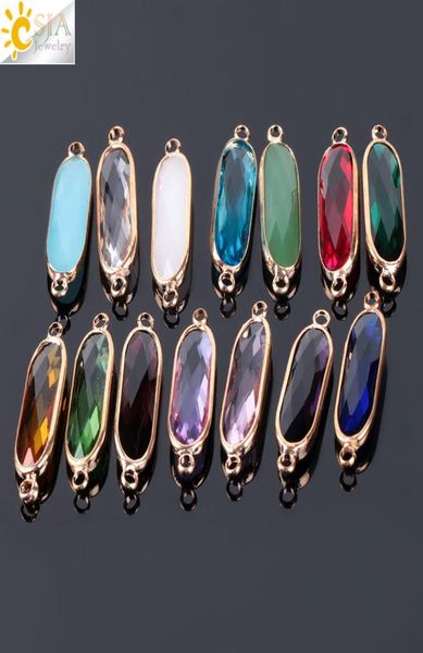 

csja mix colors 10pcs bezel setting long oval shaped jewelry making glass beads women sweater dress casual necklace diy accessorie8813155, Silver