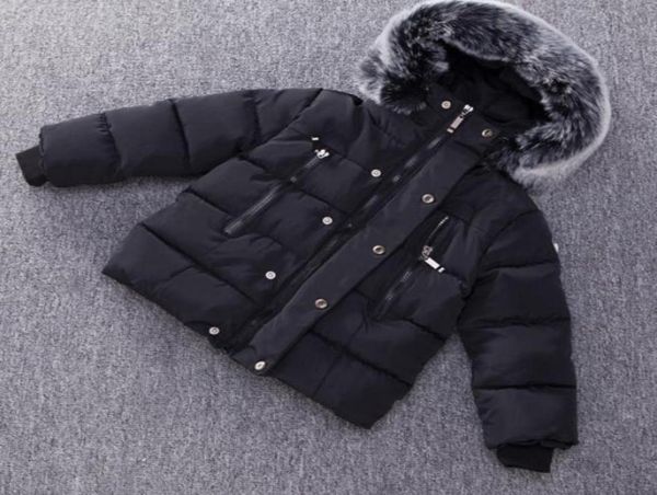 

kids jacket winter warm coats thicken natural fur collar hooded outerwear baby boys girls clothes9548817, Blue;gray