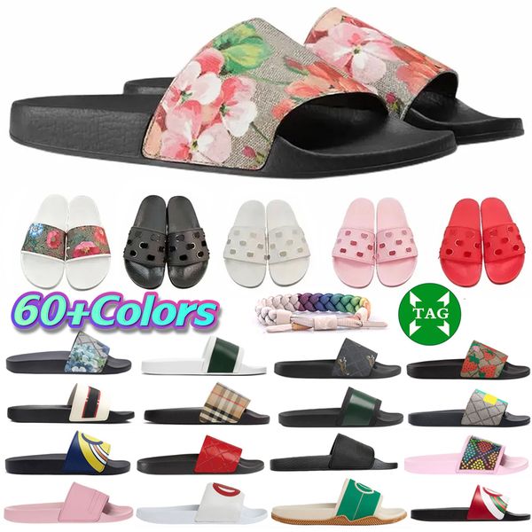 

designer sandals italy slippers paris new rubber slides sandals floral brocade women men slipper flat bottoms flip flops womens fashion stri, Black