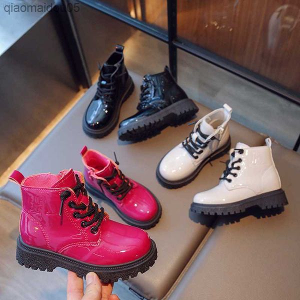 

sneakers children's ankle boots rose pink gloss waterproof british style cool gloss girls' boots 2023 children's casual boys&, Black;red