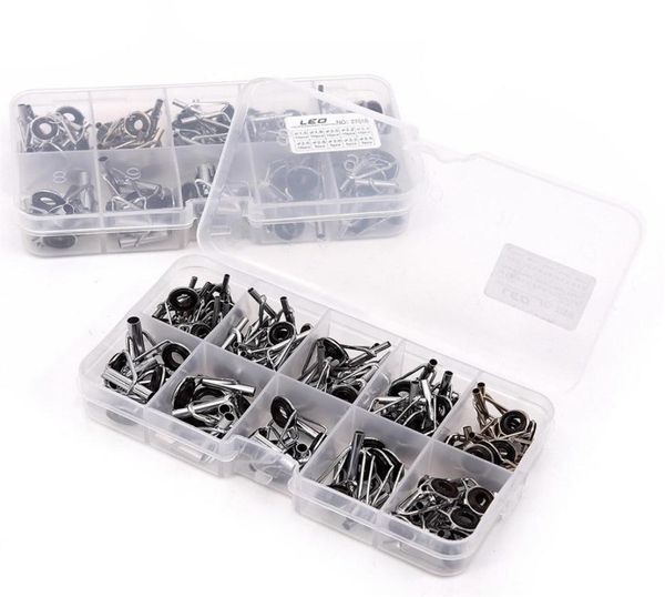 

80pcs rings fishing rod guide tip set repair kit diy eye rings for fishing rods stainless steel frames with box fishing tackle214f1807669