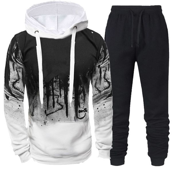

mens tracksuits conjunto do hoodie dos homens conjuntos de moletom com capuz 2 peas outono inverno masculino roupas quentes pulver 230815, Gray