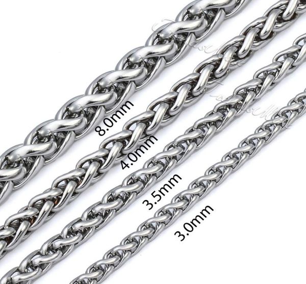 

wholecuatomized 3456 8 mm mens wheat style necklace silver tone stainless steel chain 1836 inch knm113132058