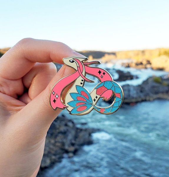 

cartoon anime water elf glittery beauty milotic enamel brooch fashion badge collar pin man woman backpack lapel brooch partygift7100601, Blue