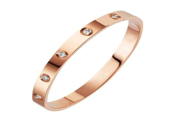 

2022 ol stainless steel bangle bracelets for women mens 18k rose gold shining stone love designer lovers bracelet luxury jewelry3984864, Black