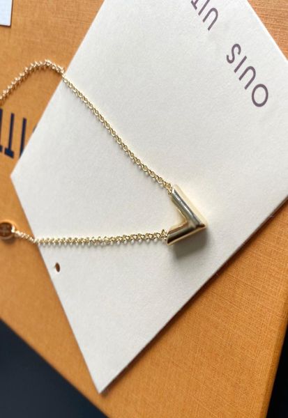 

luxury design necklace choker chain 18k gold plated brass copper necklaces pendant statement fashion women lletter wedding jewelr9110774, Silver