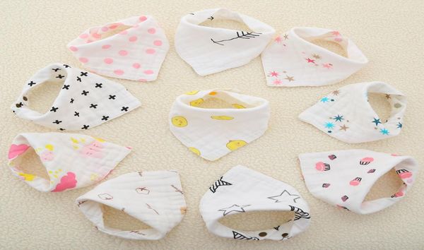 

8 layers baby newborn ins print bibs infant triangle scarf toddlers muslin cotton bandana burp cloths 23 colors m30928059360