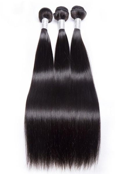

10a grade human hair bundles 3 bundles straight virgin hair extension indian peruvian 130 density virgin hair7483360, Black