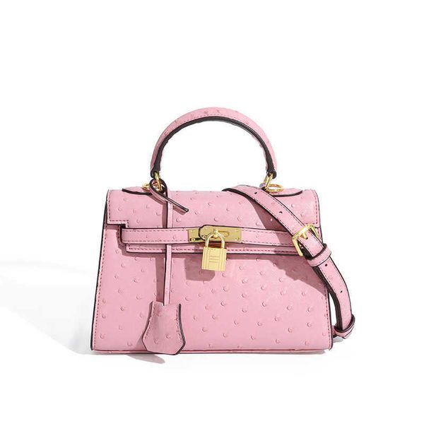 

designer kelys bags ostrich pattern women's bag 2023 new fashion imitation leather second-generation mini carrie versatile shoulder mes