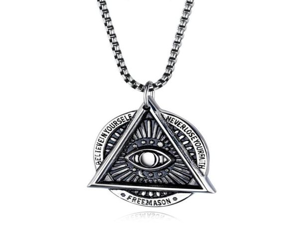 

eye of providence mason evil eye necklace in stainless steel talisman sign medallion gifts illuminati jewellery59848369785111, Silver