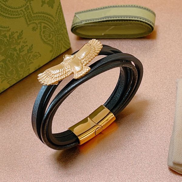 

luxury designer bracelet handmade first layer cowhide material anger forest series classic fashion charm men women bracelets, Golden;silver