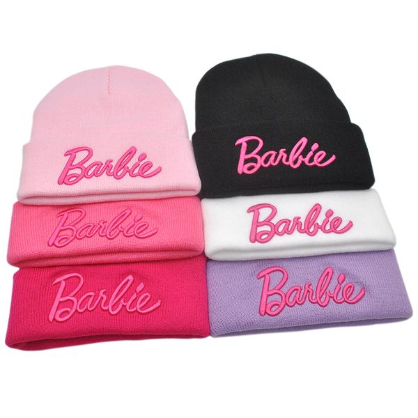 

barbie knitted hat cute barbie pink hat stereoscopic embroidery woolen hat women's ski hat warm in autumn and winter, Yellow