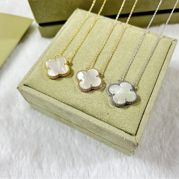 

designer jewelry classic four leaf clover necklaces pendants mother of pearl stainless steel plated 18k for women girl valentines mothers da, Silver
