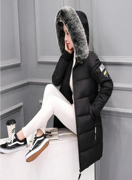 

womens winter jackets and coats warm hooded down cotton padded parkas for women039s winter jacket femal 6899202639933, Black