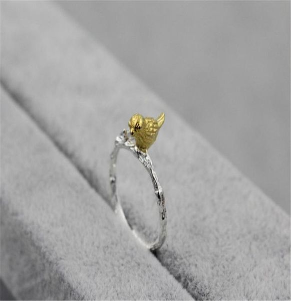 

vintage thai silver leaf bird adjustable band ring 925 sterling siver rings for girl women gift jewelry py ps09663966524