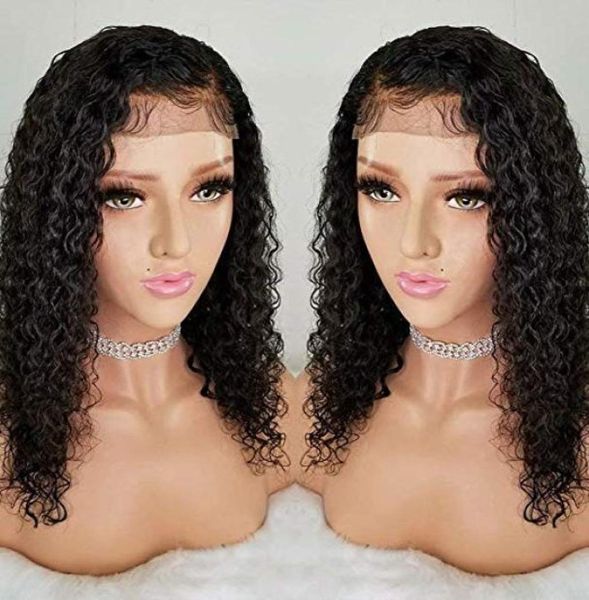 

360 lace frontal wigs water wave curly hd thin film swiss human hair wig for black women with baby hairs 150 density natural colo1830587, Black;brown