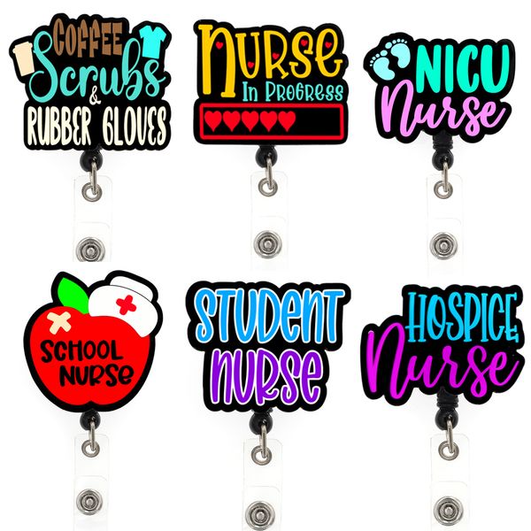 

10 pcs/lot fashion key rings custom style medical series nicu nursing student badge reel for nurse accessories scrub life badge holder, Slivery;golden