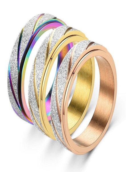 

fashion spinner ring for women men rotatable matte frosted finger ring anxiety rings wedding couple jewelry4049153, Silver