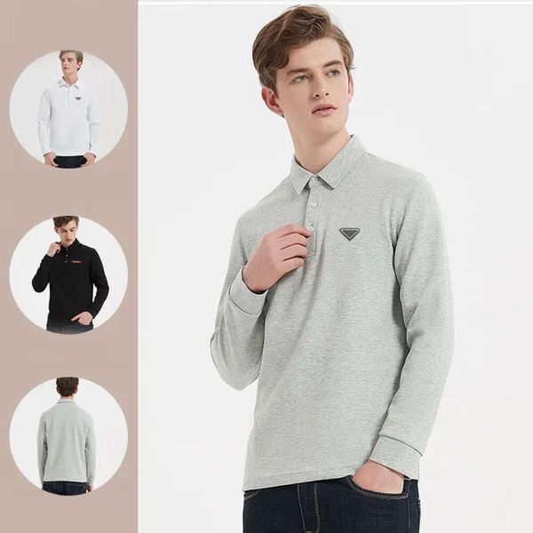 

men's polo tee t shirt designer man polos mens polo shirts pullover long sleeve tees solid tshirts sweatshirt sportswear oversized, White;black